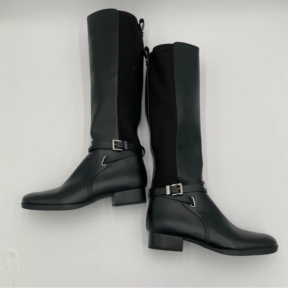 Michael Kors Arley‎ Tall Black Leather Knee High Riding Boots Boot Shoes (NWOT)